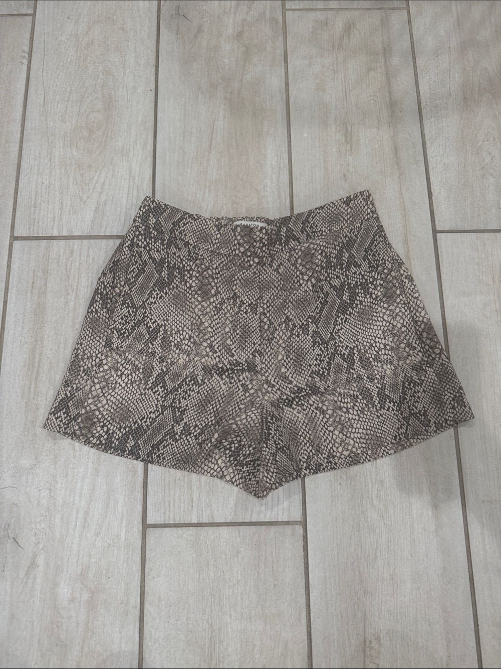 Babaton Neutral Snake-Print High-Waist Shorts